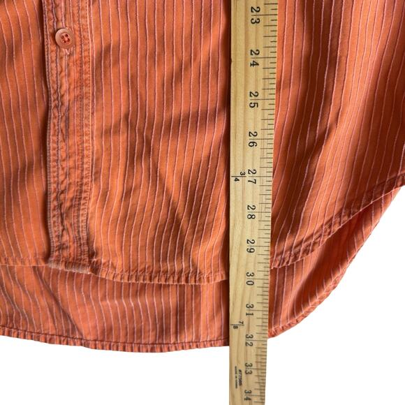 Tommy Bahama L Silk Blend Orange Stripe Shirt Mens L Unisex Beach Vibes - Picture 12 of 14